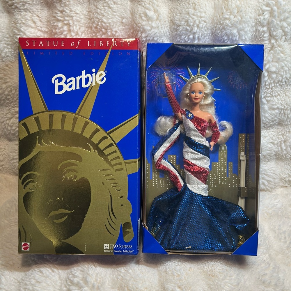 Barbie Statue of Liberty Doll with Red, White, and Blue Gown